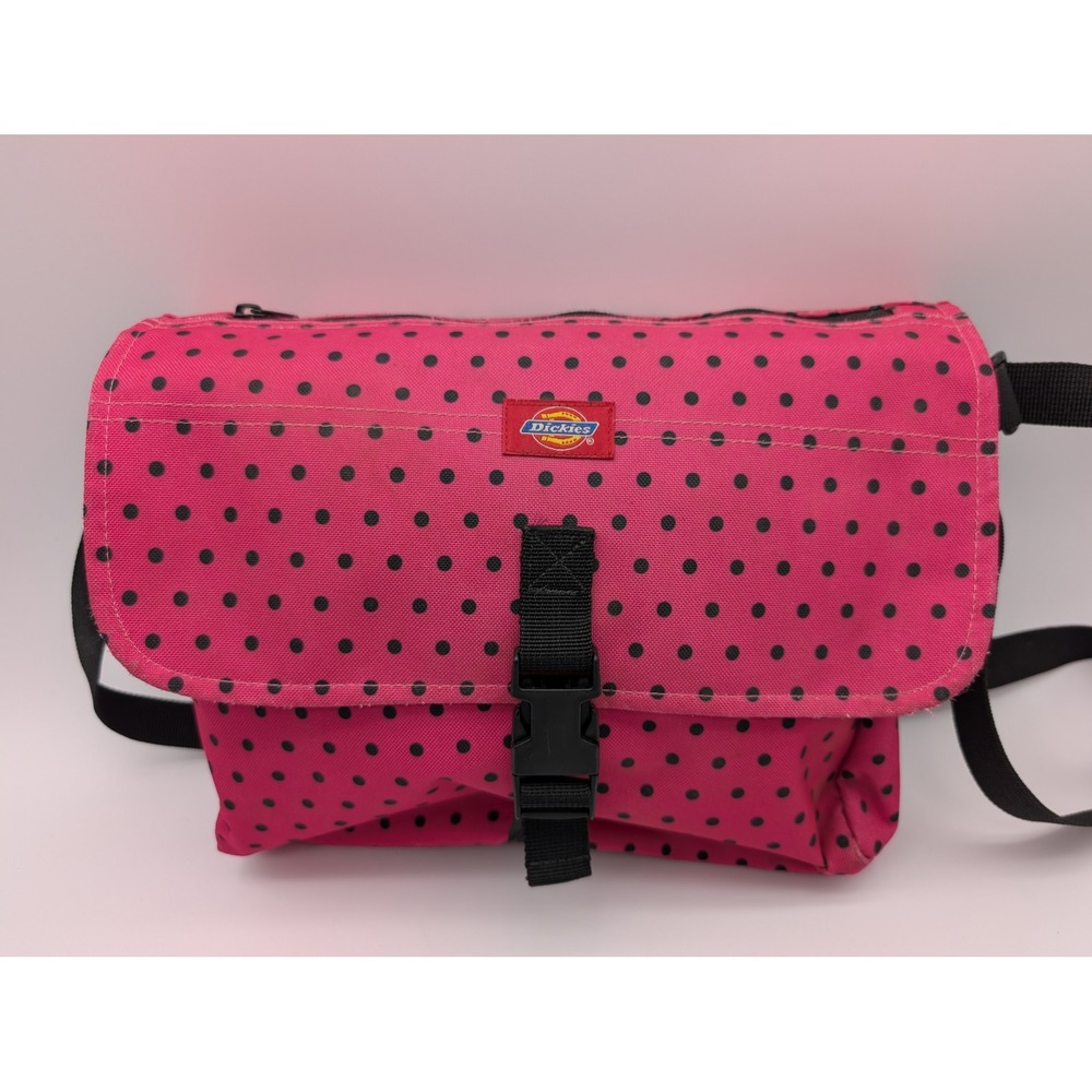Dickies Pink Polka Dot Canvas Messenger Bag Adjustable Strap Crossbody Bag